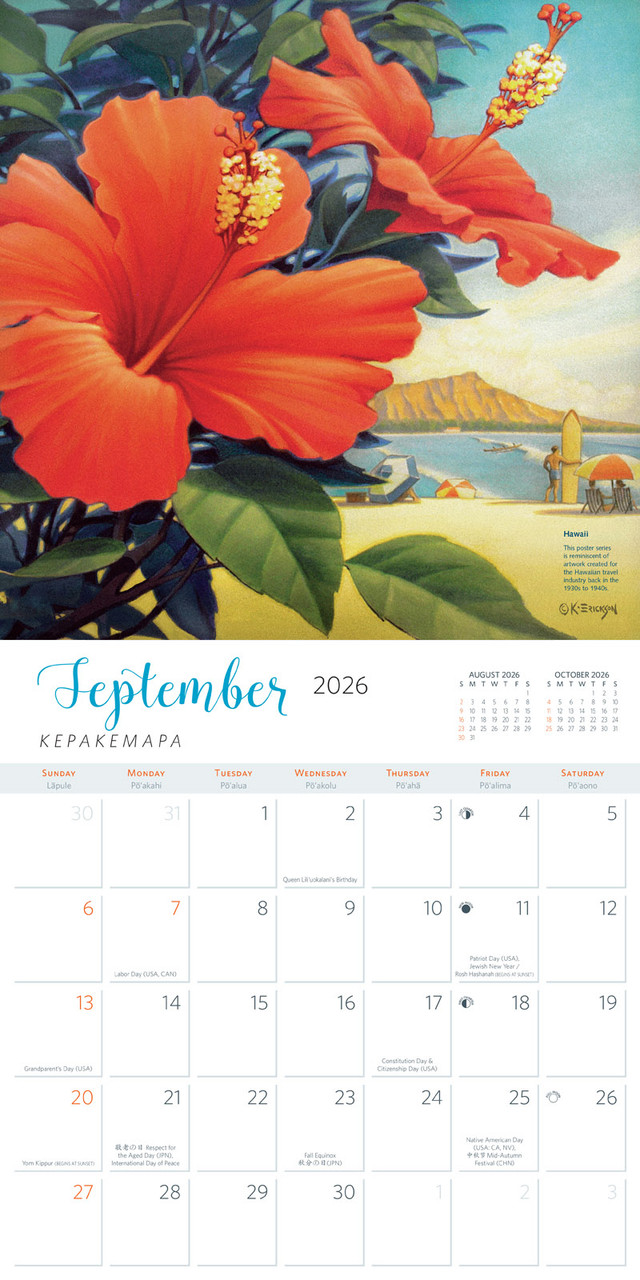 Aloha Hawaii by Kerne Erickson - 2026 Deluxe Wall Calendar