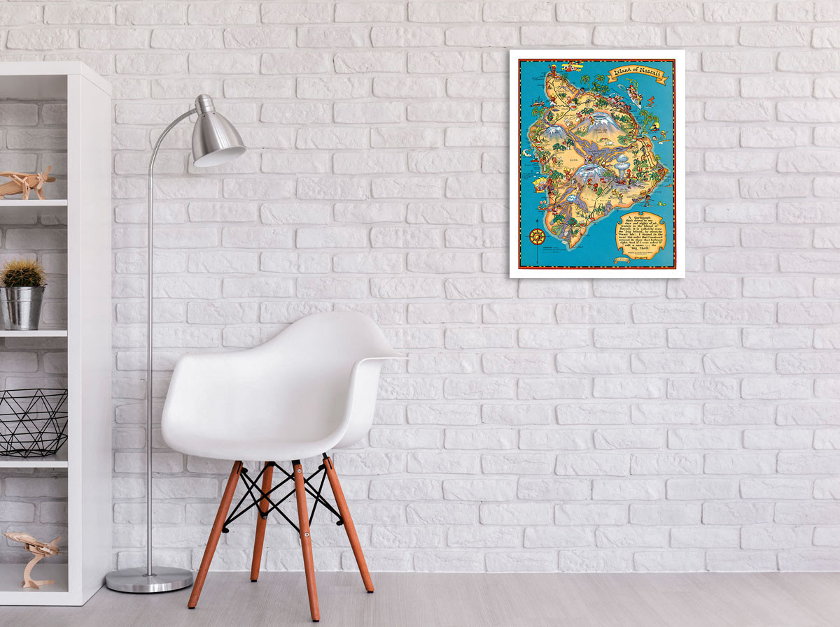 Hawaiian Island of Hawaii (Big Island) Map - Vintage Colored