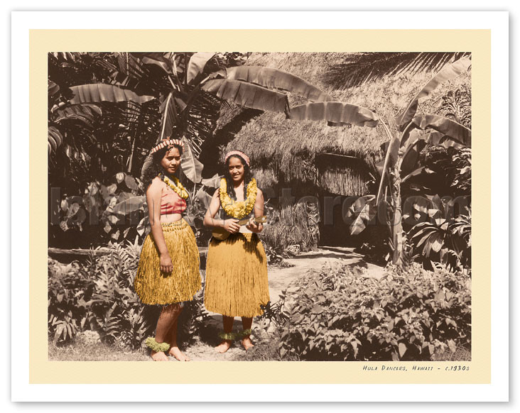 Hula Girls Hawaii - c. 1930's - Fine Art Prints & Posters