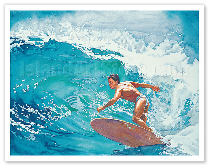 Ride the Wave (He'e Ka Nalu) - Hawaiian Surfer by Janet Stewart