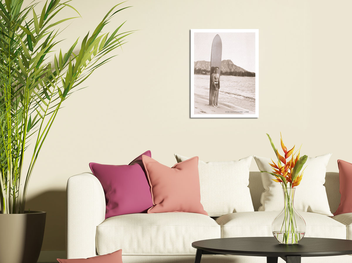 Duke Kahanamoku with Surfboard, Hawaii - Fine Art Prints & Posters