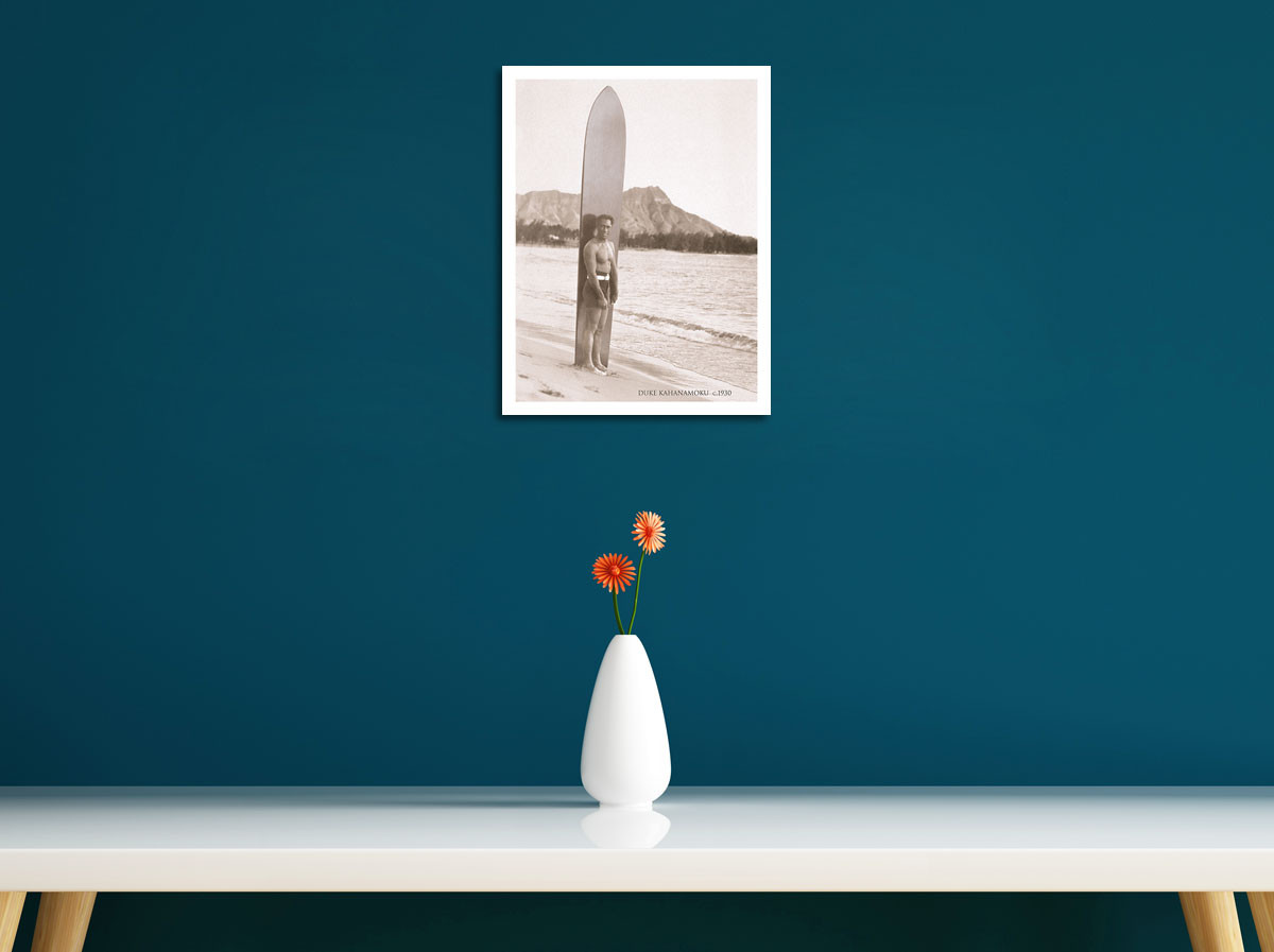 Duke Kahanamoku with Surfboard, Hawaii - Fine Art Prints & Posters