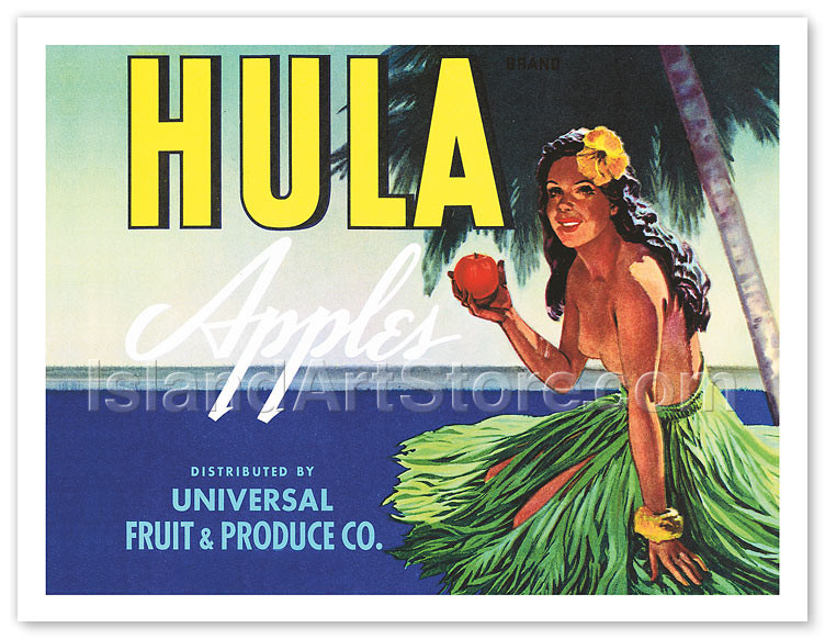 HULA Apples ヴィンテージ広告ポスター 額装 xlrgAPB295__46488.1770773028.