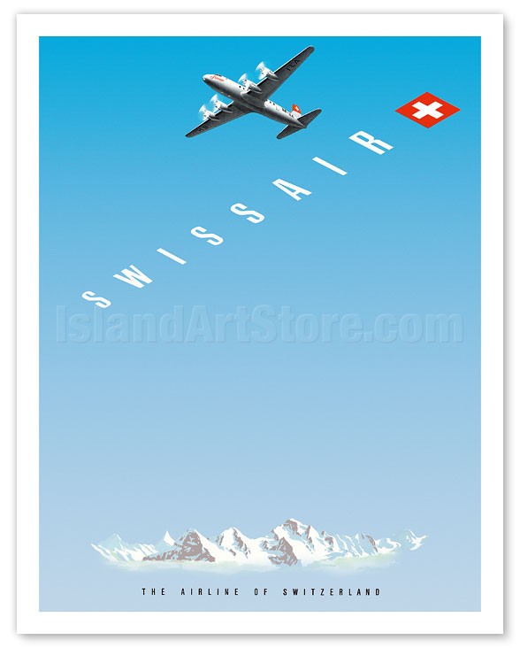 Swiss Alps - Swissair DC-4 - The Airline of Switzerland by Hermann
