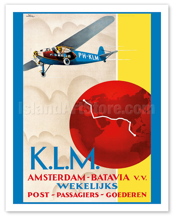 Amsterdam to Jakarta (Batavia) - Dutch East Indies - KLM (Royal