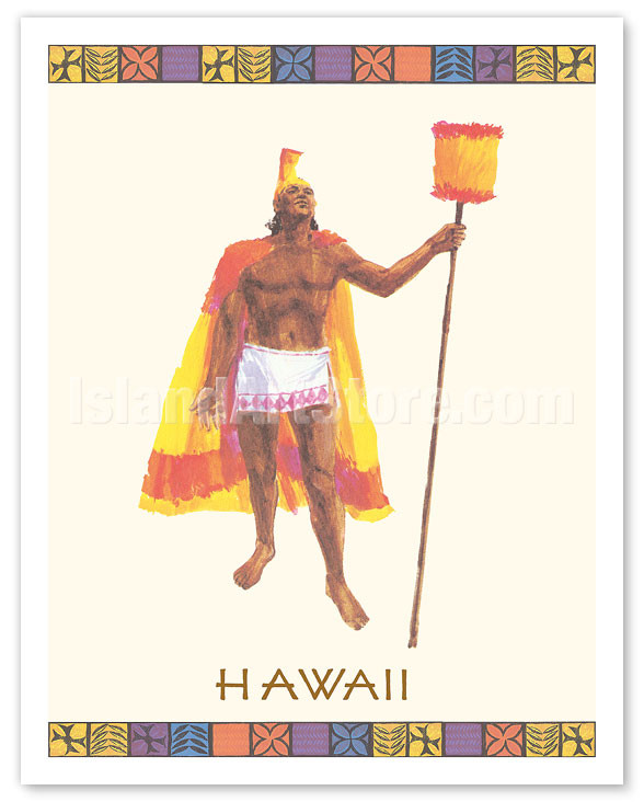 hawaiian helmet icon Classic Warrior Decal Vintage Airline Travel Poster Hawaii - Hawaiian Alii Warrior