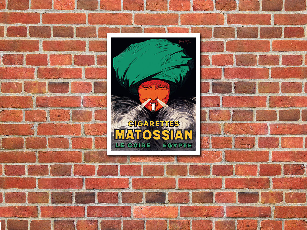 matossian tobacco Cigarettes Cairo Egypt (Le Caire Egypte) Poster Print Printed on thick archival matte off CIGARETTES MATOSSIAN 1921 Old French