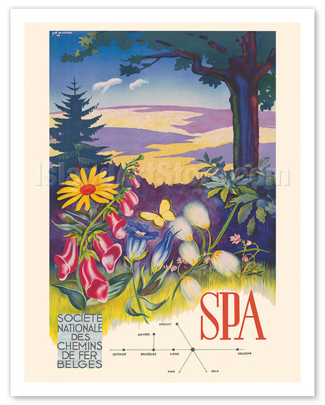 Spa, Belgium - Belgian National Railways - c. 1946 - Poster by Pol-François Mathieu