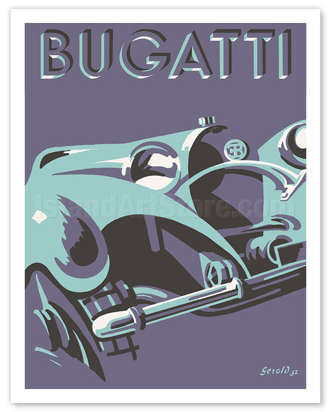 Bugatti Type 55 Roadster Sports Car - c. 1932 - Poster by Gerold Hunziker
