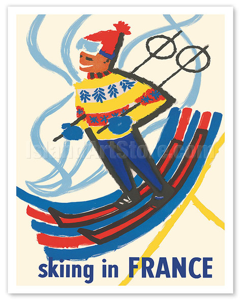Skiing in France - Winter Sports - c. 1959 - Poster by Jean Constantin
