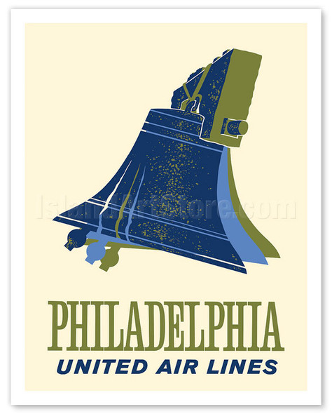 Philadelphia, Pennsylvania - Liberty Bell - United Air Lines - c. 1960's - Vintage Airline Travel Poster