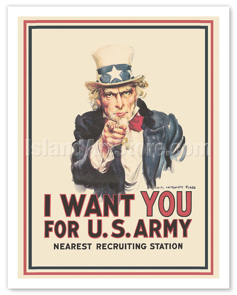I Want You for U. S. Army - Uncle Sam - World War I - c. 1917 - Poster by James Montgomery Flagg