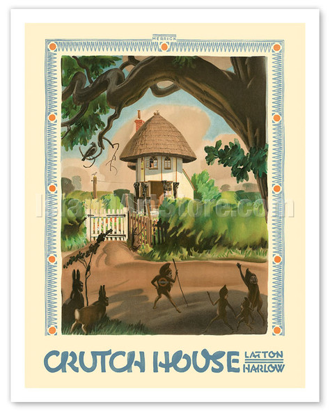 Crutch House, Latton Harlow - London Underground - Elves and Rabbits - c. 1930's - Poster by Frederick C. Herrick