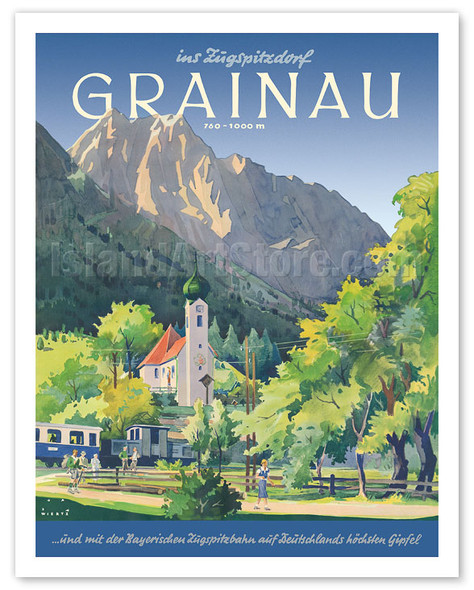 Grainau, Germany - Zugspitze Mountain, Germany’s Highest Peak - c. 1933 - Poster by Jupp Wiertz