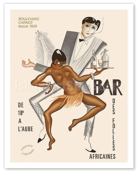 Bar Des Folies Africaines (African Bar) - Boulevard Carnot - Cannes, France - c. 1930 - Poster by Paul Colin