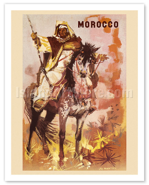 Morocco - Tabourida “The Game of Powder” - Moroccan Horse Riding Festival - c. 1964 - Poster by Jean Gaston Mantel
