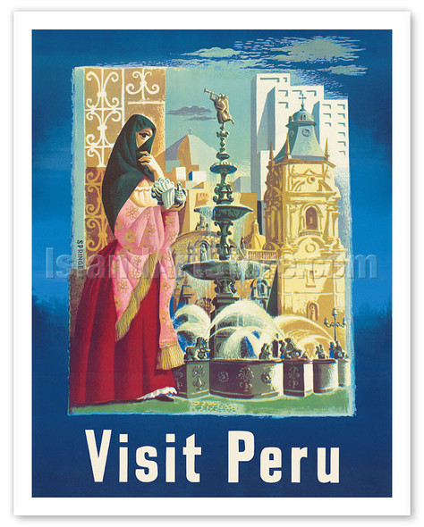 Visit Lima, Peru - South America - c. 1930's - Poster by Sabino Springett