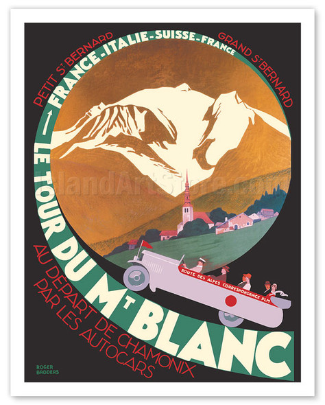Le Tour du Mont Blanc - Alpine Trek through France, Italy, Switzerland - c. 1928 - Poster by Roger Broders