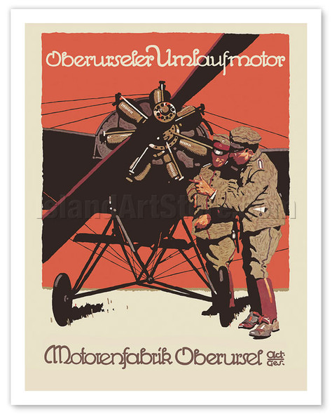 Oberursel - German Aircraft Motor - Oberursel Engine Factory - c. 1914 - Poster by Ludwig Hohlwein