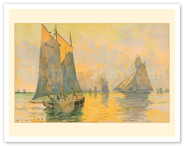 Sardine Fishing off Le Croisic, France - Vintage Art