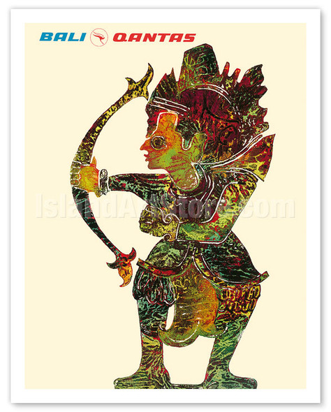 Bali, Indonesia - Shadow Puppet (Wayang) - Qantas Airways - c. 1970's - Poster by Harry Rogers