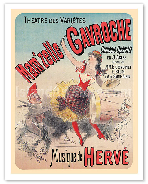 Mam’zelle Gavroche - Comedy Operetta - Music by Hervé - c. 1890's - Poster by Jules Chéret