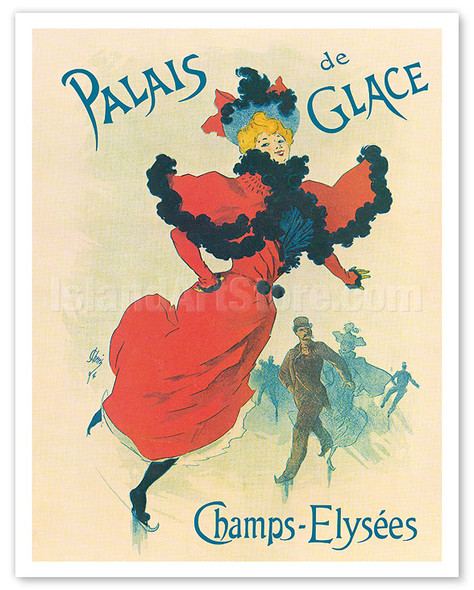 The Ice Palace (Palais de Glace) - Ice Skating on the Champs Elysées, Paris France - c. 1895 - Poster by Jules Chéret
