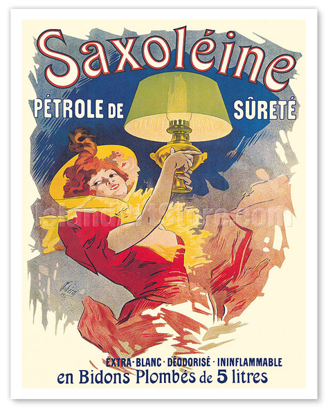 Saxoléine Lamp Oil - Green Lampshade - France - c. 1900 - Poster by Jules Chéret