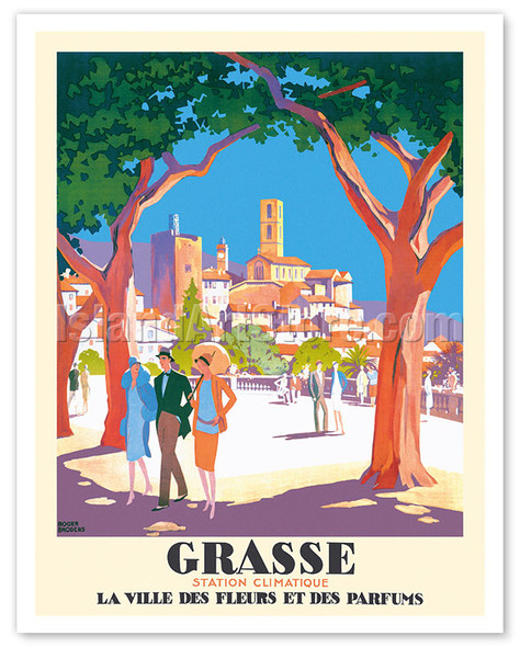 Grasse France - The City of Flowers and Perfumes - PLM French Railways - c. 1930 - Poster by Roger Broders