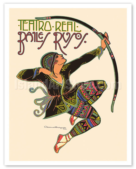 Russian Ballet (Bailes Rusos) - Royal Theatre (Teatro Real) - c. 1946 - Poster by Abeland Delgado
