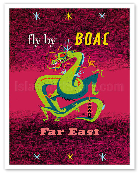 BOAC - Far East - Chinese Dragon - c. 1955 - Poster by Maurice Laban