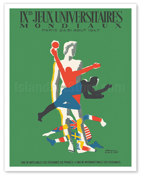 1947 World University Games (IX Jeux Universitaires Mondiaux) - Poster by Paul Colin