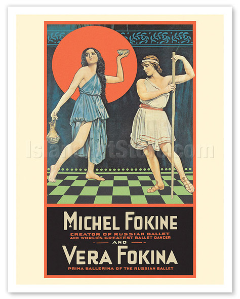 Michael Fokine and Vera Fokina - c. 1922 - Vintage Ballet Dance Poster