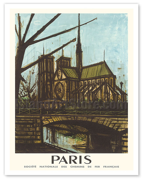 Paris, France - Notre Dame - SNCF (French National Railway Company) - c. 1963 - Poster by Bernard Buffet