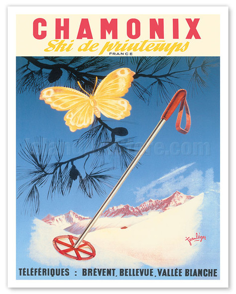 Chamonix France - Spring Skiing (Ski de Printemps) - c. 1950 - Poster by Jean Léger