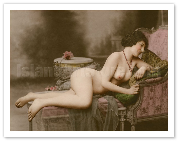 Reclining Nude - Classic Vintage Hand-Colored Tinted Erotic Art - Poster by GV Studio