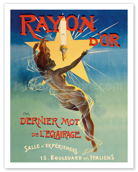 Rayon d'Or Gaslight Fixtures - The Last Word in Lighting - Nude Winged Goddess - Poster by Jean de Paléologue