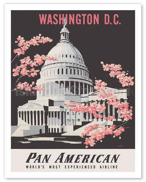 Washington D.C. - Pan American World Airways - United States Capitol Building - c. 1955 - Poster by Aaron Amspoker