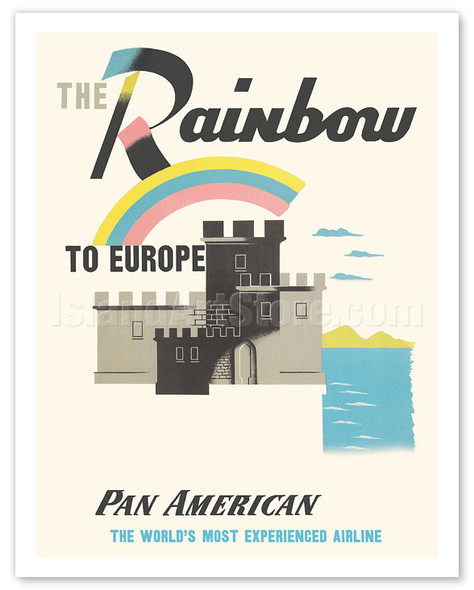 The Rainbow to Europe - Pan American World Airways - c. 1953 - Poster by Edward McKnight Kauffer