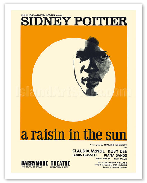 A Raisin in the Sun - Starring Sidney Poitier and Claudia McNeil - c. 1959 - Vintage Theater Poster