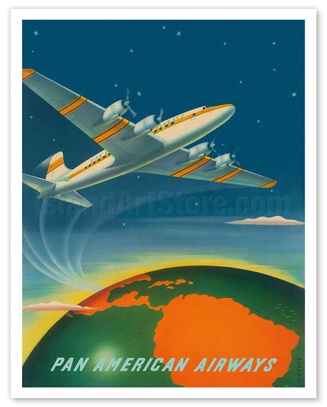 Serving the Americas Since 1928 - Pan American World Airways - c. 1949 - Poster by Sascha Maurer