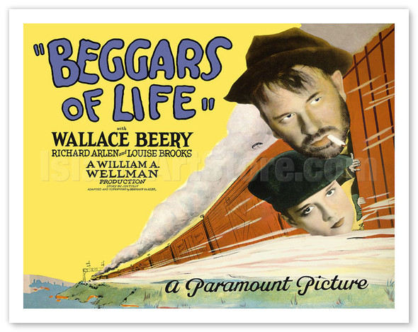 Beggars of Life - Starring Wallace Beery, Richard Arlen - Directed by William Wellman - c. 1928 - Vintage Movie Poster