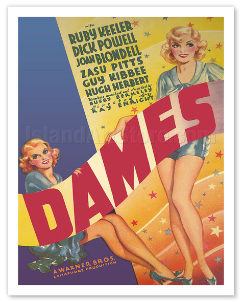 Dames - Starring Joan Blondell, Dick Powell, Ruby Keeler - Directed by Busby Berkeley - c. 1934 - Vintage Movie Poster