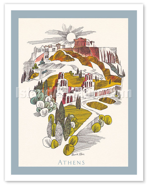 Athens, Greece - Parthenon Temple, Athenian Acropolis - Menu Cover - c. 1960's - Poster by David Klein
