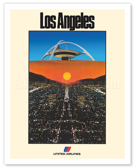 Los Angeles - United Air Lines - LAX Theme Building - c. 1979 - Poster by Peter Turner