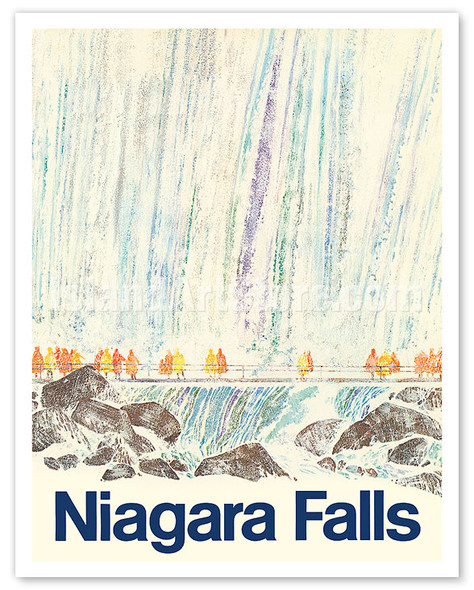 Niagara Falls New York - c. 1968 - Vintage Airline Travel Poster