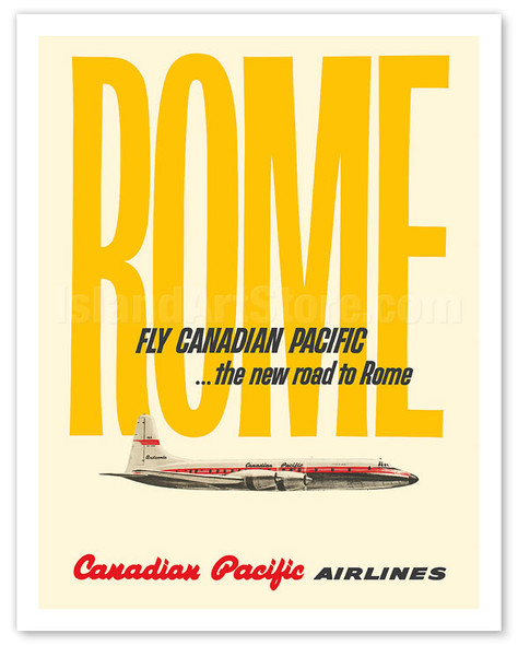 Rome - Fly Canadian Pacific Airlines - c. 1960 - Vintage Airline Travel Poster