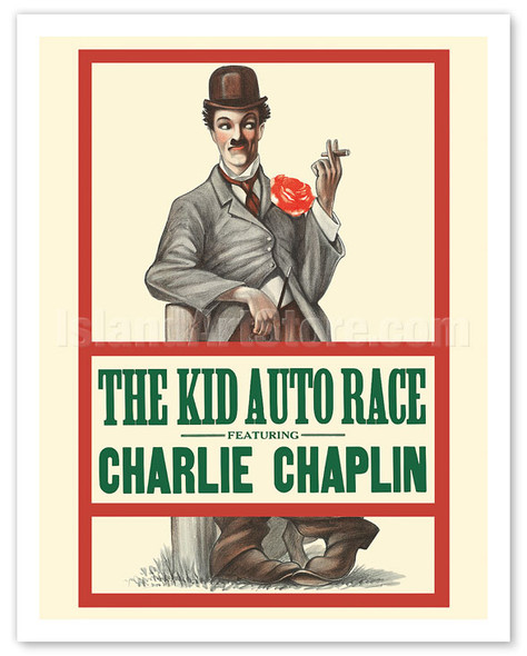 The Kid Auto Race - Charlie Chaplin - Directed by Henry Lehrman - Venice Beach, California - c. 1914 - Vintage Movie Poster