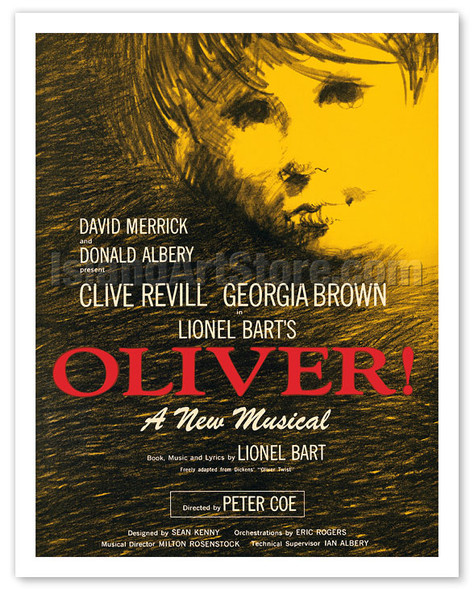 Oliver - A New Musical - Starring Clive Revill and Georgia Brown - c. 1963 - Vintage Theater Poster