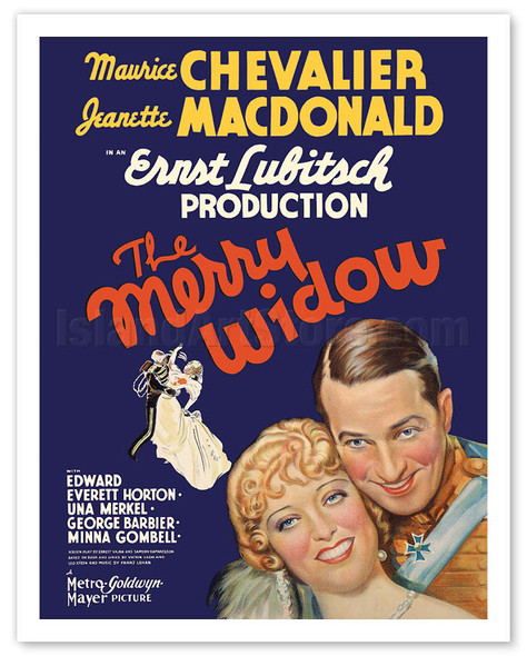 The Merry Widow - Starring Maurice Chevalier and Jeanette MacDonald - Directed by Ernst Lubitsch - c. 1934 - Vintage Movie Poster